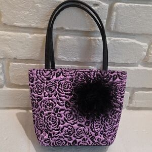 Elegant Black and Purple Floral Women's Bag